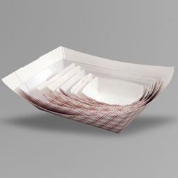 [004025-03] Food tray, Capacity: 1 lb, Material: Clay Coated Paper, Color: White w/Red Plaid, 1000/cs