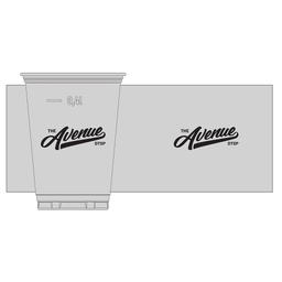 [204003-AVE] 16 oz custom printed "THE AVENUE", 100% Recycled Cold Cup, Material: 100% Post Consumer Recycled PET, Recyclable, 1000/cs