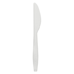 [007024-30] Knife, Medium weight, Size: 6.5", Material: PLA, Color: White, Compostable, 1000/cs