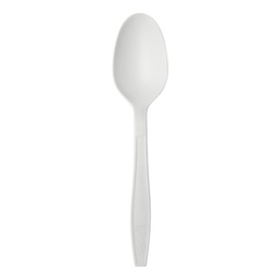 [007025-30] Soup spoon, Medium weight, Size: 6.5", Material: PLA, Color: White, Compostable, 1000/cs