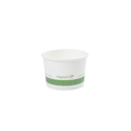 [004041-30] 8 oz Hot Food Container / Soup Container, Material: PLA Coated Paper, Color: White w/Green Print, Compostable, 1000/cs