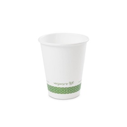 [003030-30] 8 oz Hot Cup, Material: PLA lined paper, Color: White with Green Print, Compostable, 1000/cs