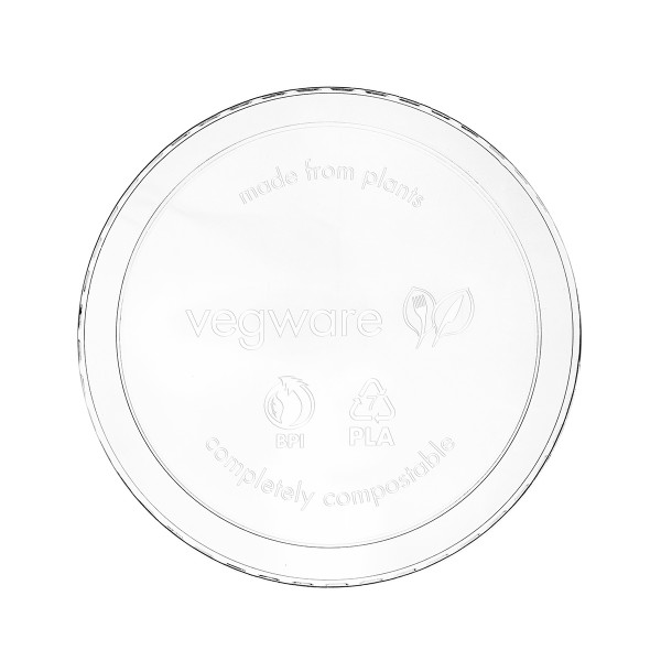 [004053-30] Flat deli container lid, Color: Clear, Material: PLA, Compostable, Fits 8 - 32 oz compostable deli containers, 500/cs
