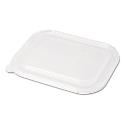 [004094-01] Lid for 20-48 oz fiber tray, Size: 8.8"x6.9"x0.8", Material: PLA, Color: Clear, Compostable, 400/cs